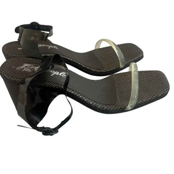 Free People High Heel Sandals Square Toe Jelly Ankle Straps Size 40 Women's 9.5 - Picture 1 of 12